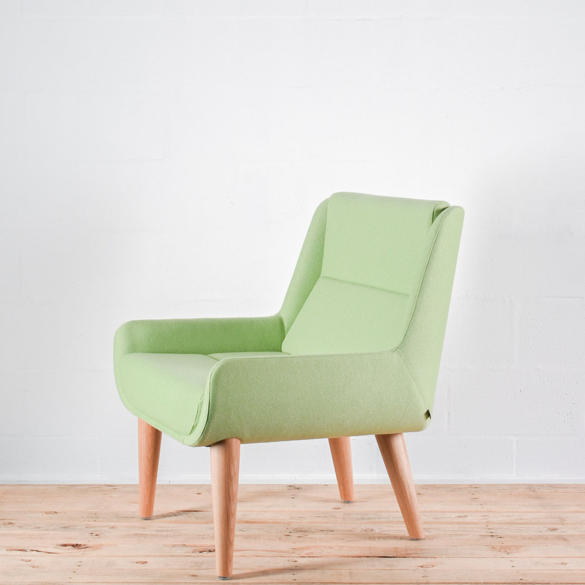 NaughtOne Hush Low Lounge Chair, Oak Legs, Honeydew Fabric