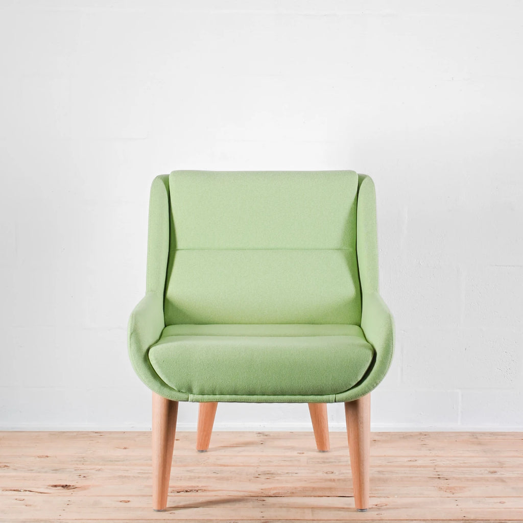 NaughtOne Hush Low Lounge Chair, Oak Legs, Honeydew Fabric