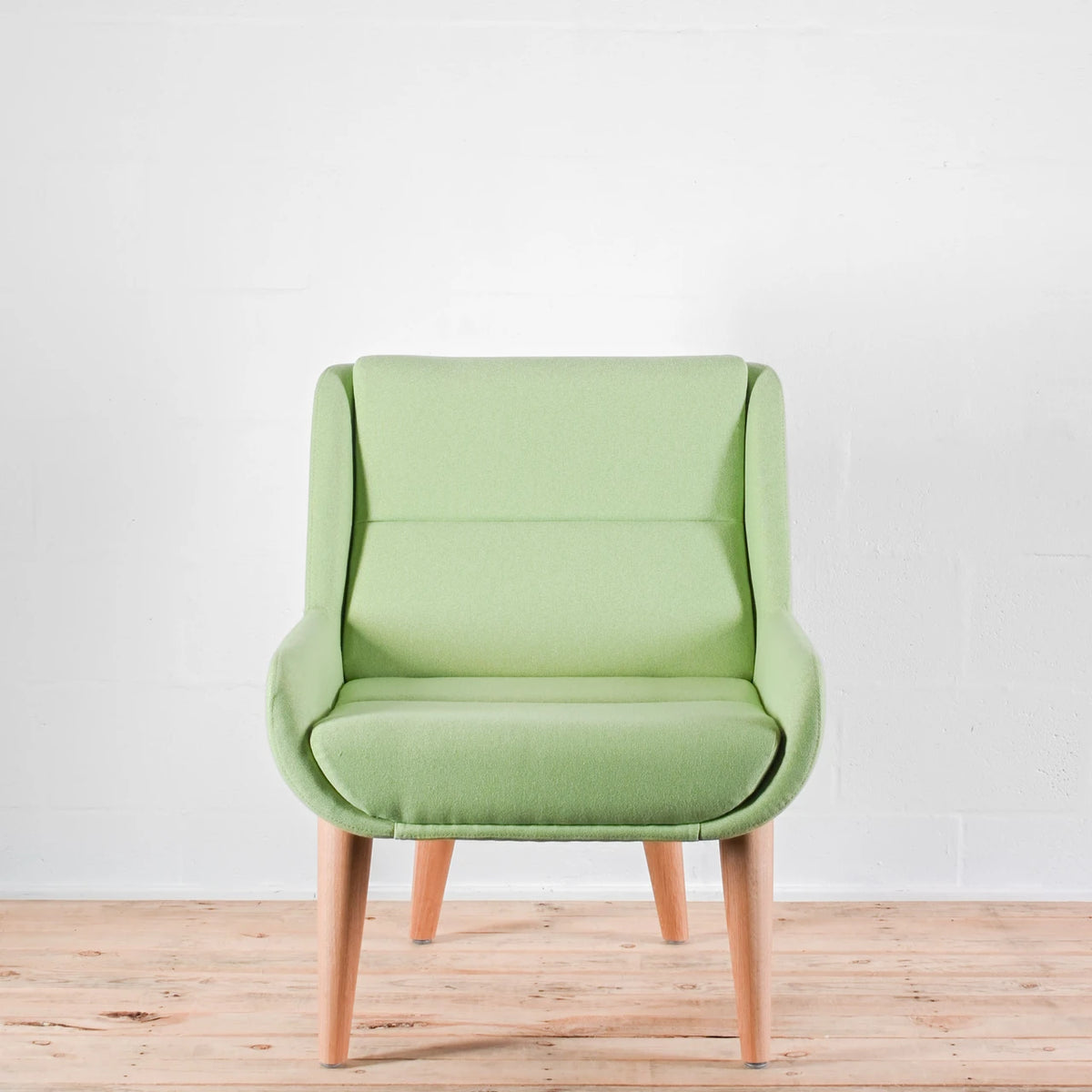 NaughtOne Hush Low Lounge Chair, Oak Legs, Honeydew Fabric