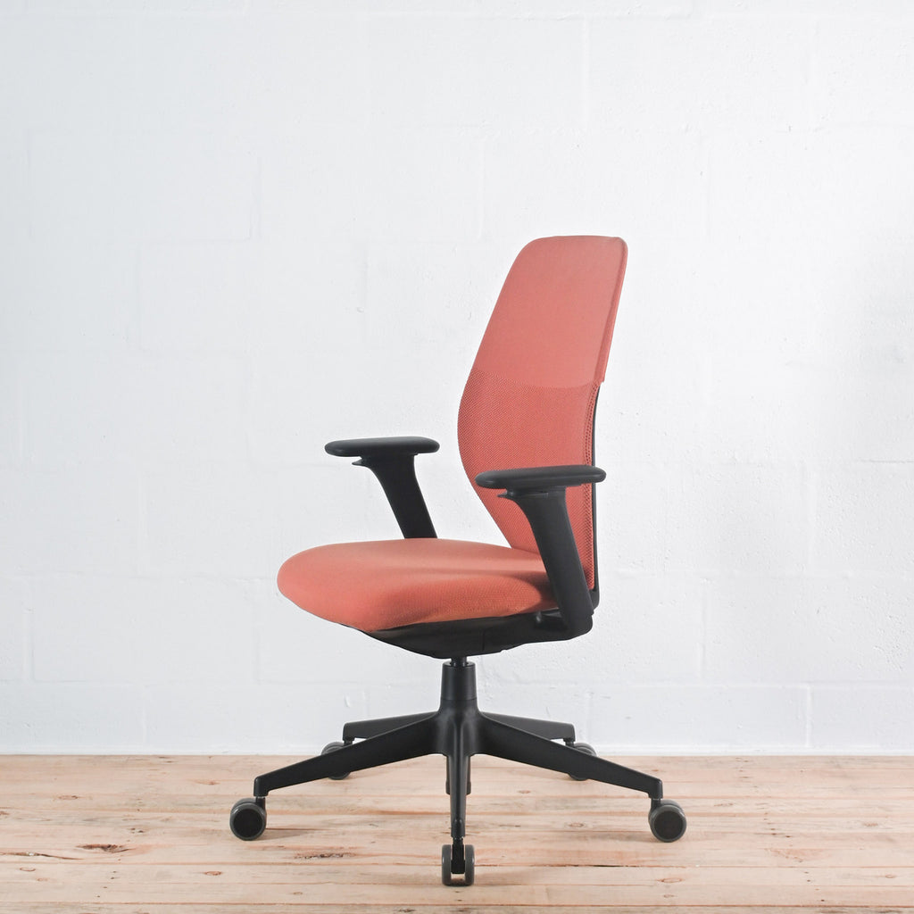 Vitra ACX Mesh Chair Terracotta Fabric Adjustable Arms | Re-Lived