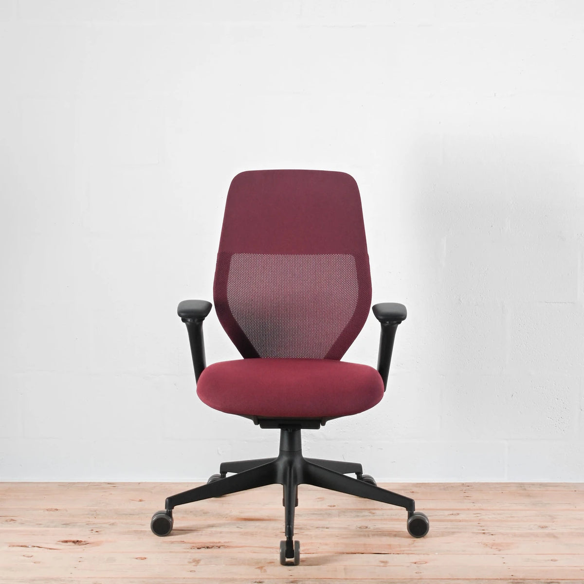Vitra ACX Mesh Chair Dark Red Fabric Adjustable Arms | Re-Lived