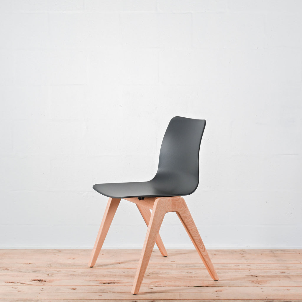 NaughtOne Polly Wood Side Chair - Black Grey / Oak