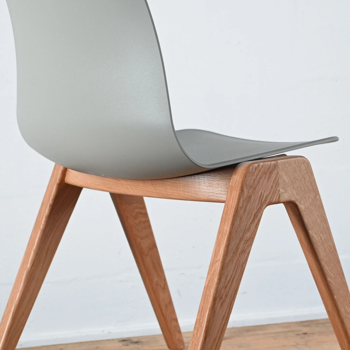 NaughtOne Polly Wood Side Chair, Oak Frame,  Stone Grey Seat Shell