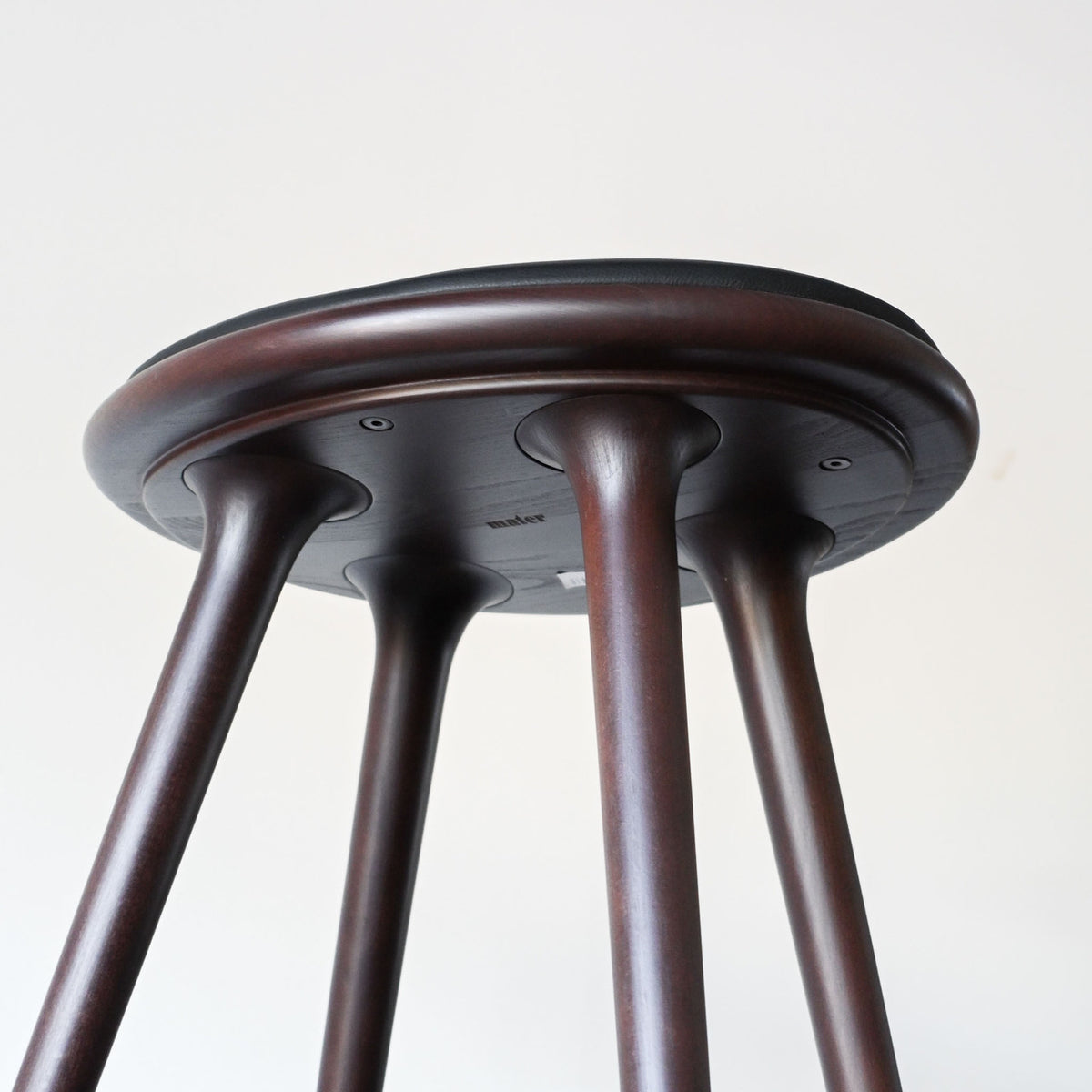 Mater High Stool Leather Upholstery Dark Stained Beech | Re-Lived