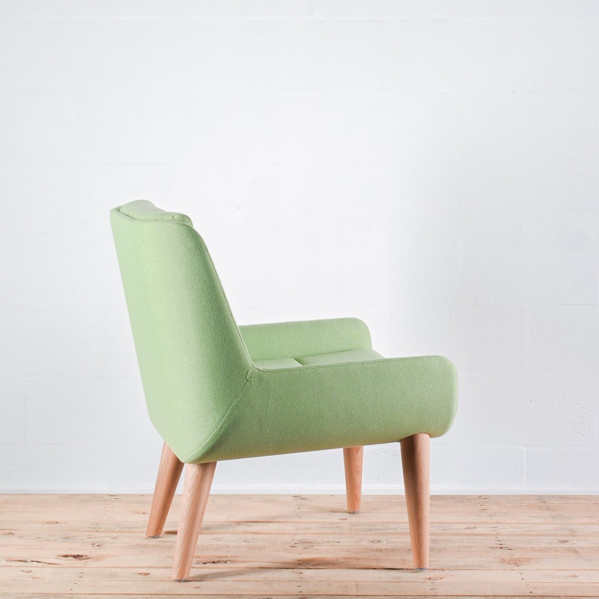 NaughtOne Hush Low Lounge Chair, Oak Legs, Honeydew Fabric