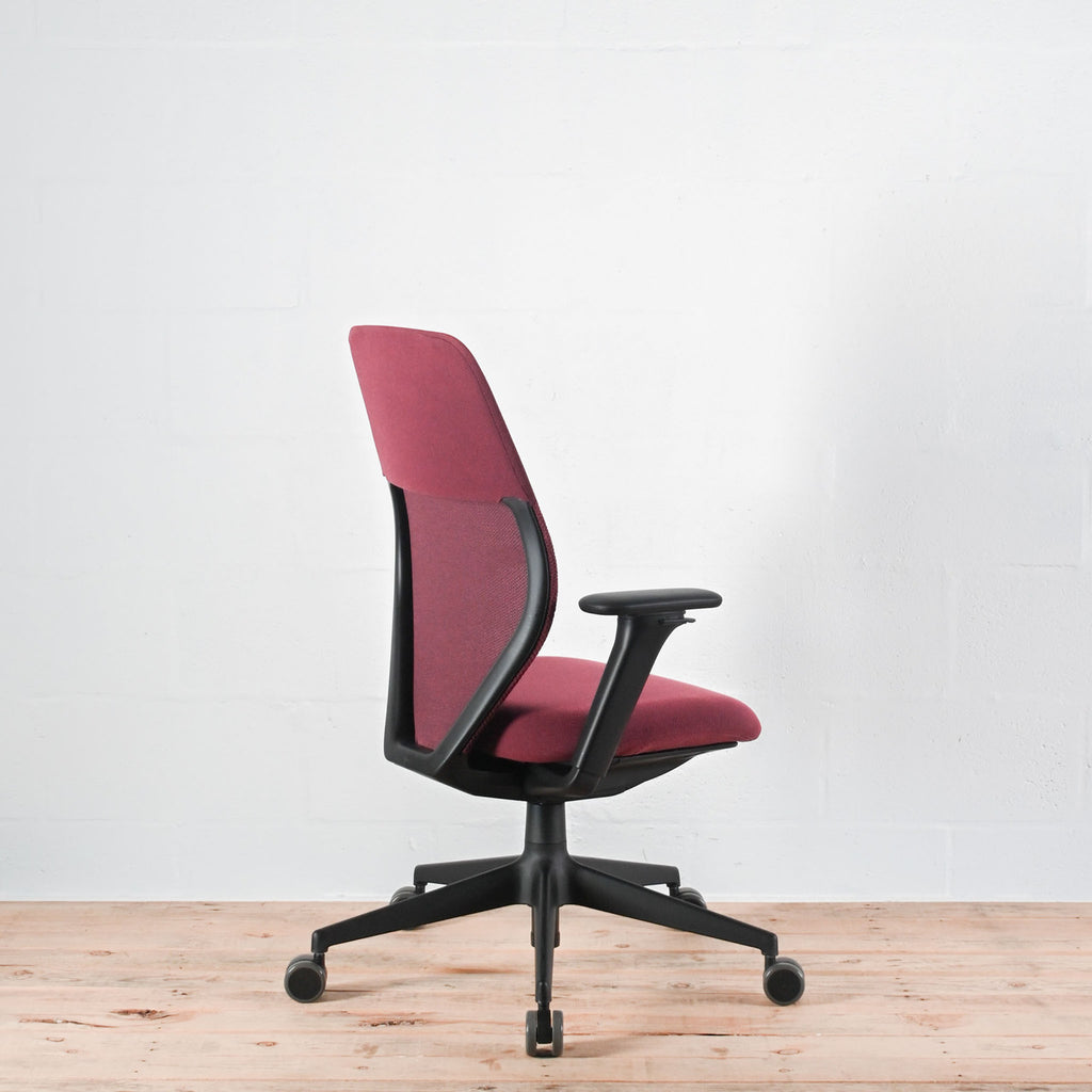 Vitra ACX Mesh Chair Dark Red Fabric Adjustable Arms | Re-Lived