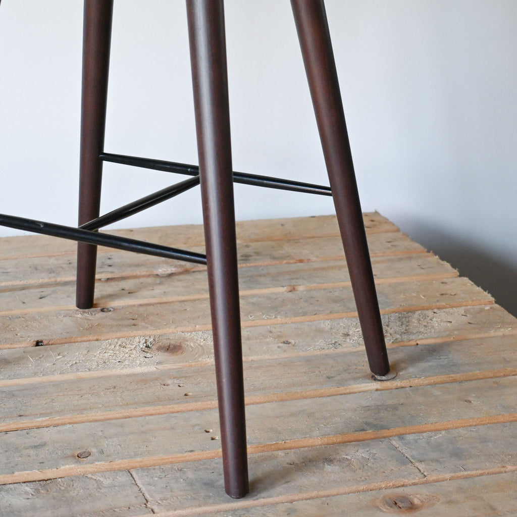 Mater High Stool Leather Upholstery Dark Stained Beech | Re-Lived