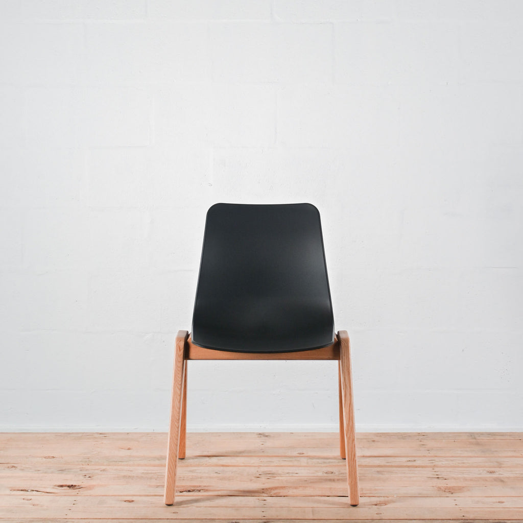 NaughtOne Polly Wood Side Chair, Oak Frame, Black Grey Seat Shell