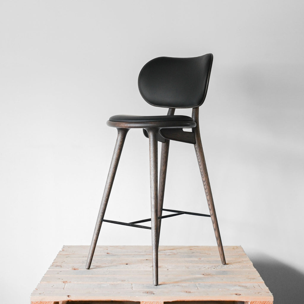 Mater High Stool Leather Upholstery with Backrest | Re-Lived