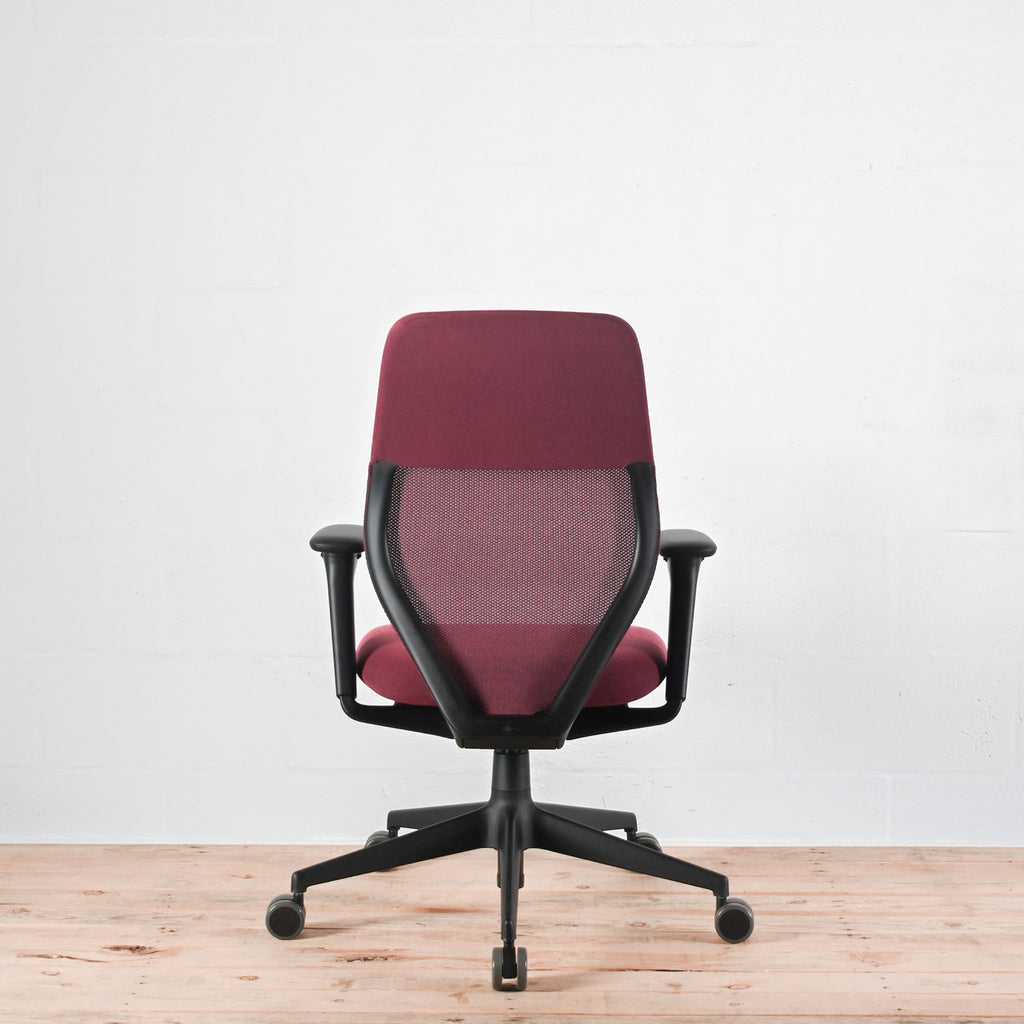 Vitra ACX Mesh Chair Dark Red Fabric Adjustable Arms | Re-Lived