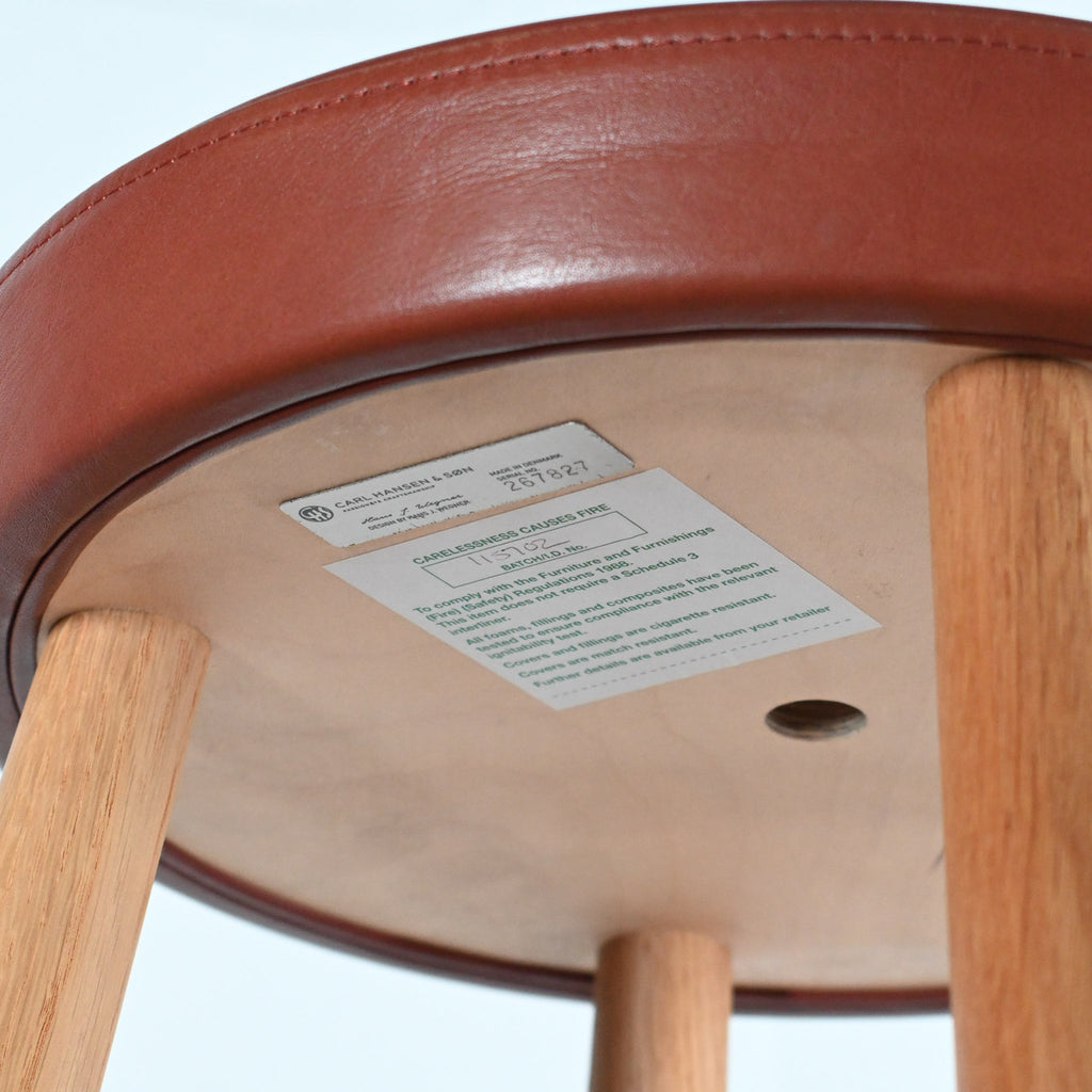 Carl Hansen CH56 76cm High Bar Chair - Brown Leather | Re-Lived