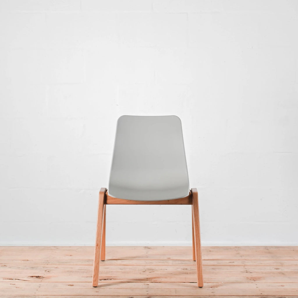 NaughtOne Polly Wood Side Chair, Oak Frame,  Stone Grey Seat Shell