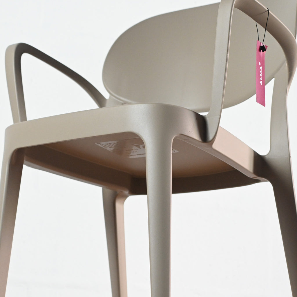 Close-up of the underside of Sand polypropylene seat and armrests