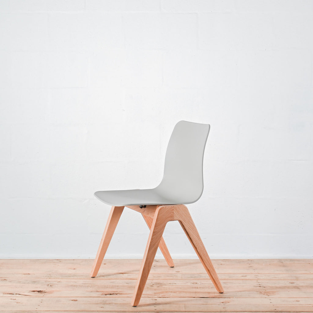 NaughtOne Polly Wood Side Chair, Oak Frame,  Stone Grey Seat Shell