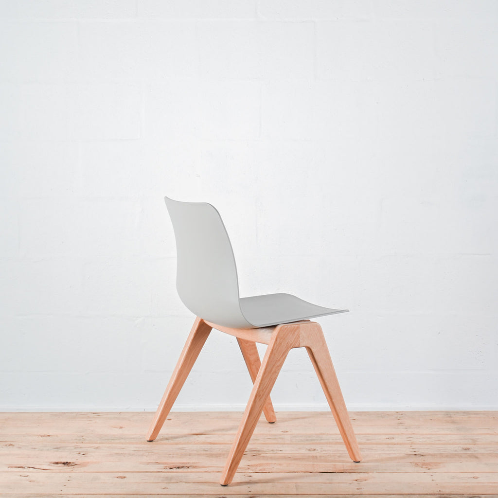 NaughtOne Polly Wood Side Chair, Oak Frame,  Stone Grey Seat Shell
