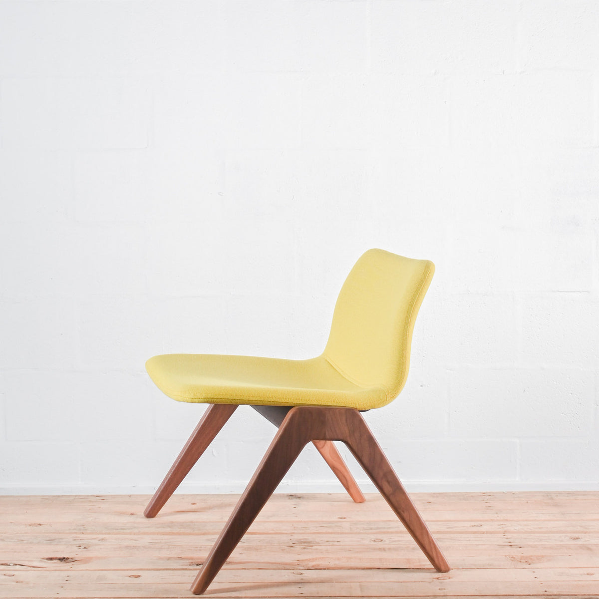 NaughtOne Viv Lounge Chair, Walnut Frame, Comet Yellow Fabric
