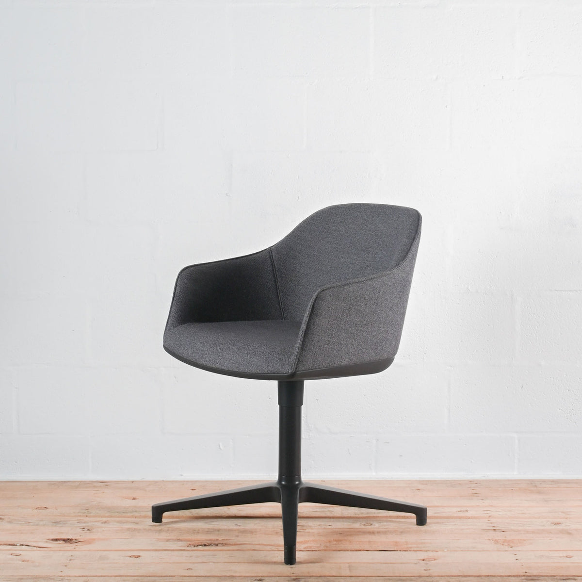 Vitra Softshell Armchair 4 Star Base, Plano Dark Grey Fabric | Re-Lived